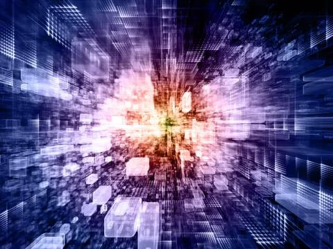 Exploding Virtual Space Illustrazione stock