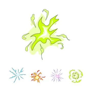 Exploding visual effect elements with comic explosions Stock Illustration