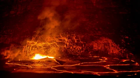Exploding Volcanic Lava In Caldera Time Lapse, Kilauea, Hawaii 스톡 동영상 49791742