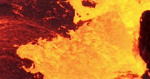 Exploding Volcanic Lava Eruption splashing out of crater molten lava Stock Footage 336580070