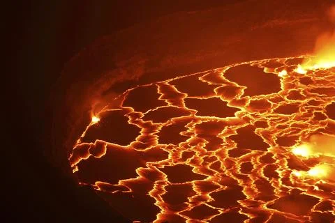Exploding Volcano With Flowing Lava Illustration Stock Photos