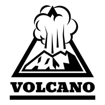 Exploding volcano logo, simple style 스톡 일러스트