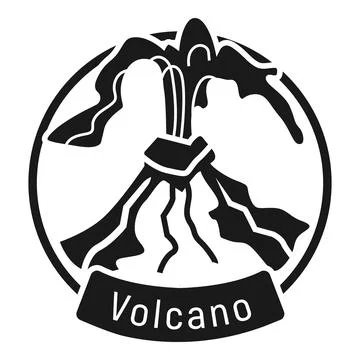 Exploding volcano logo, simple style Stock Illustration