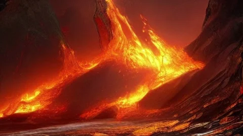 Exploding volcano at night motion background looping Stock Footage 211445724