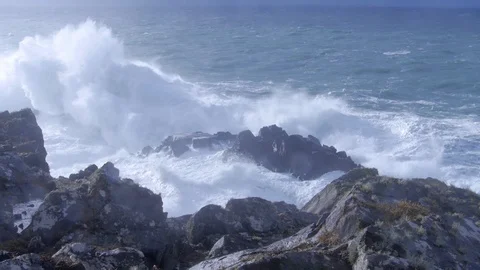 Exploding Wave Glencolumbkille County Donegal Ireland Stock Footage 98299968