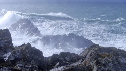 Exploding Wave Slow Motion Glencolumbkille County Donegal Ireland Video stock 98299812
