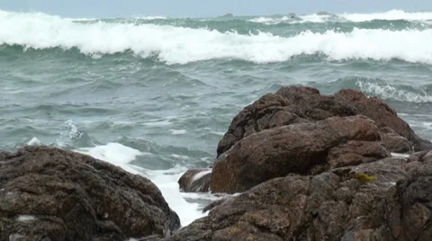 Exploding waves at the sea Stock Footage 38281556