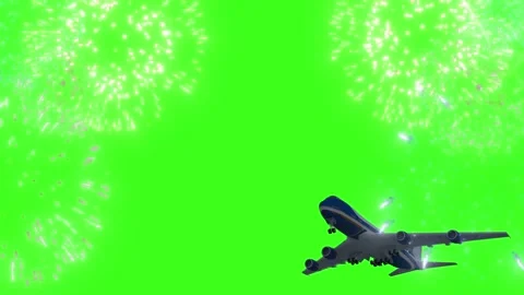 Exploding White Fireworks Displaying on a Bright Green Screen Background for Stock Footage 338368304
