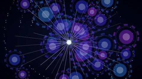 Exploding White Line Burst Loop - Blue Purple Data Network Backdrop Stock Footage 341786752