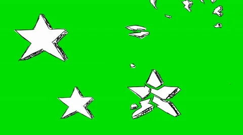 Exploding White Stars - Animation - Hand-Drawn - Green Screen - Loop Stock Footage