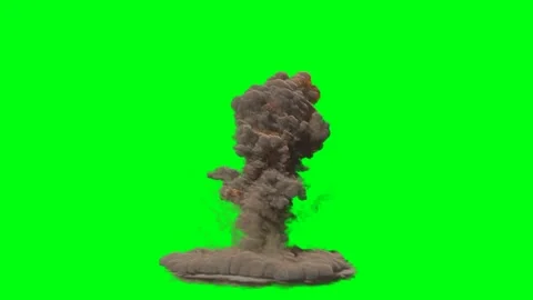 Exploision isolate on green screen 4k. Dust. Realistic fire simulation. Vidéo 145921657