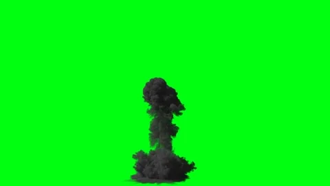 Exploision isolate on green screen 4k. Dust. Realistic fire simulation. Stockbeeldmateriaal 145921666