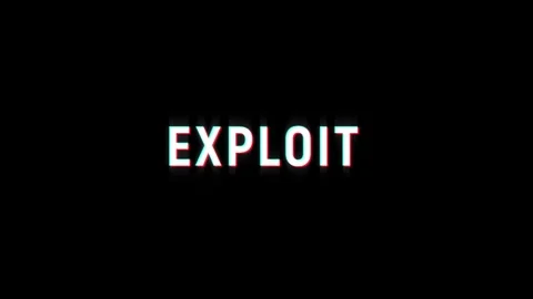Exploit text word glitch effect loop animation 4K trailer title video effect Video stock 312992030