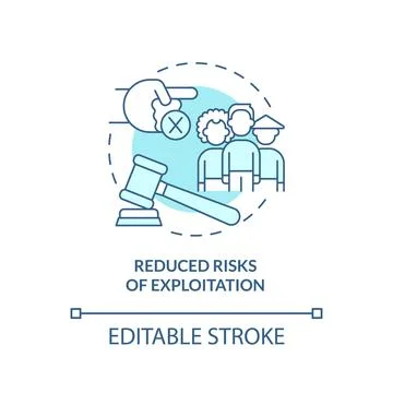 Exploitation reduced risks turquoise concept icon Stock Illustration