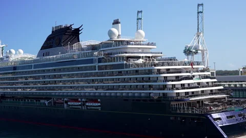 EXPLORA I Luxury Cruise Ship Docked at PortMiami Terminal – Biscayne Bay  Stock Footage 332435967