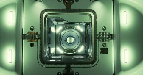 Exploration of advanced technology inside a futuristic apparatus Stock Illustration