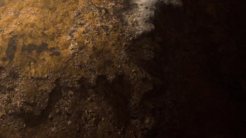 Exploration of an alien landscape with rocky surface and varied textures Stock Footage 345012064