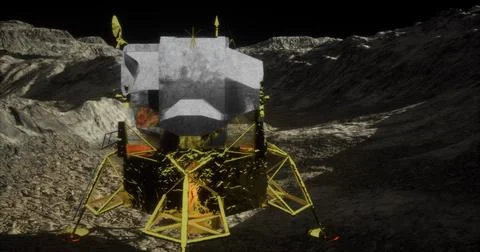 Exploration and Landings on the Moons Surface with Advanced Technology Stock Illustration