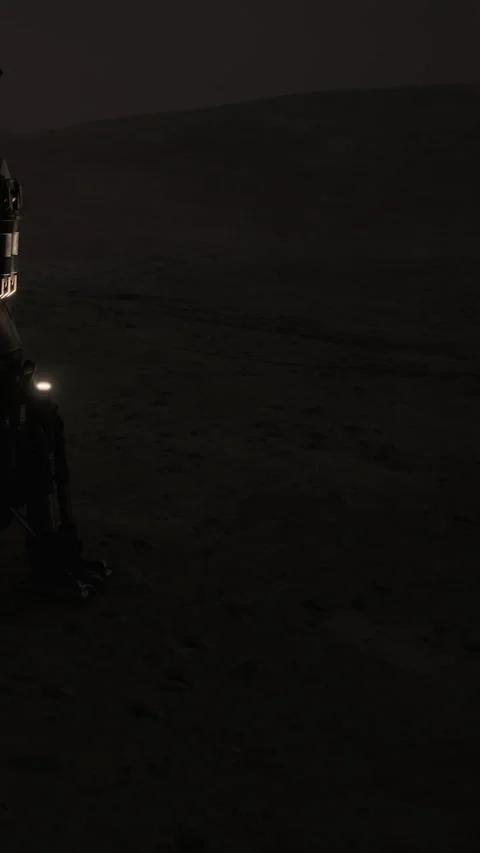Exploration of dark terrain on a distant celestial body during night Vídeos de archivo 341038487