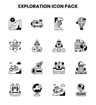 Exploration DuoTone Graphics Icons Pack Stock Illustration