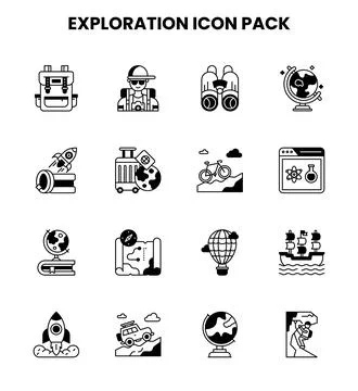 Exploration DuoTone Graphics Icons Pack Stock Illustration