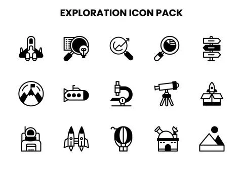 Exploration DuoTone UI Icons Pack Stock Illustration