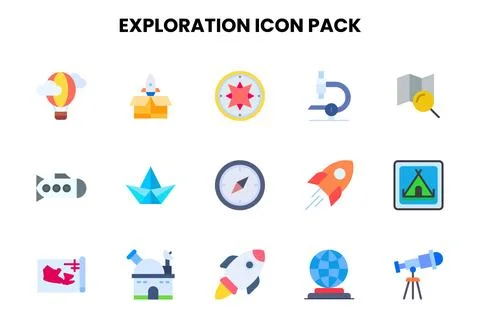 Exploration Flat Graphics Icons Pack Stock Illustration