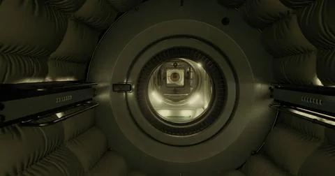 Exploration of a futuristic space module with advanced technology at its cent Stock-Illustration