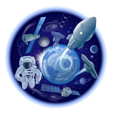 Exploration of the galaxy and space Illustrazione stock