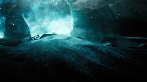 Exploration of an ice cave with light reflecting on snowy surfaces Stock Footage 344825133