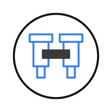 Exploration icon featuring binocular outline within circle hints discovery .. Stock Illustration