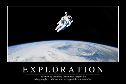 Exploration: Inspirational Quote and Motivational Poster Stock Photos