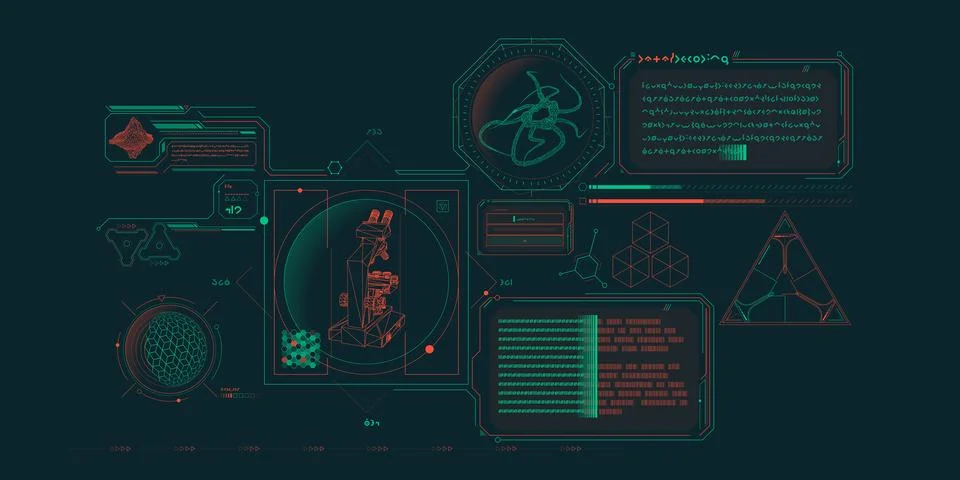 Exploration interface by sci-fi infographics. Stock Illustration