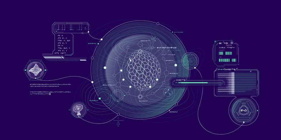 Exploration interface by sci-fi infographics. Stock Illustration