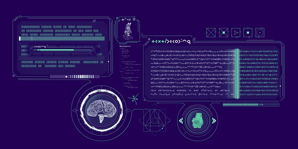 Exploration interface by sci-fi infographics. Stock Illustration
