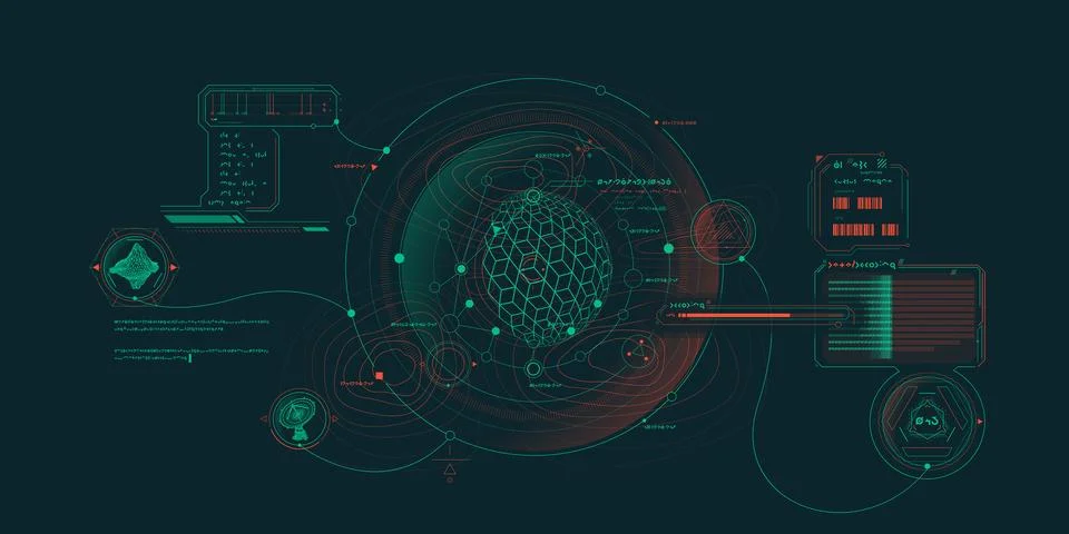 Exploration interface by sci-fi infographics. Stock Illustration
