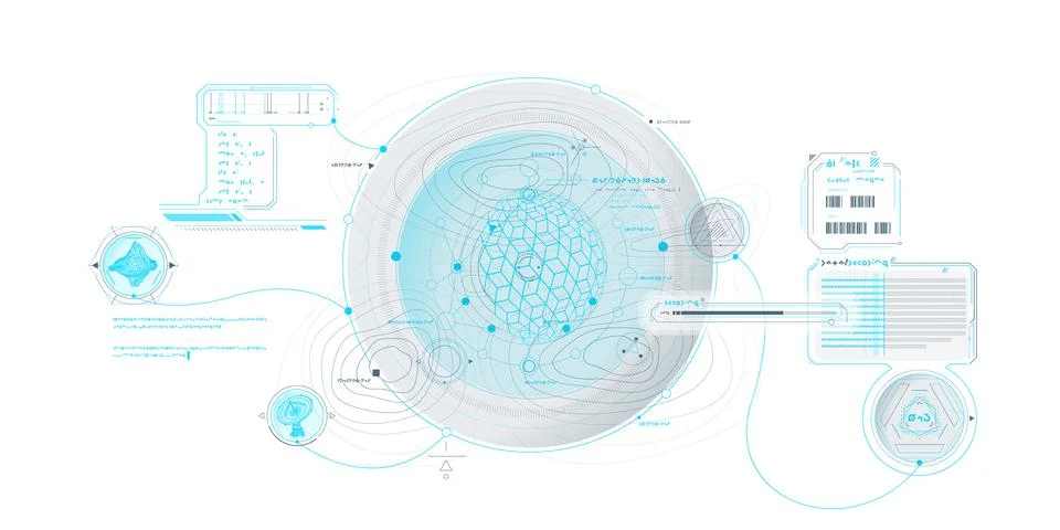 Exploration interface by sci-fi infographics. Stock Illustration