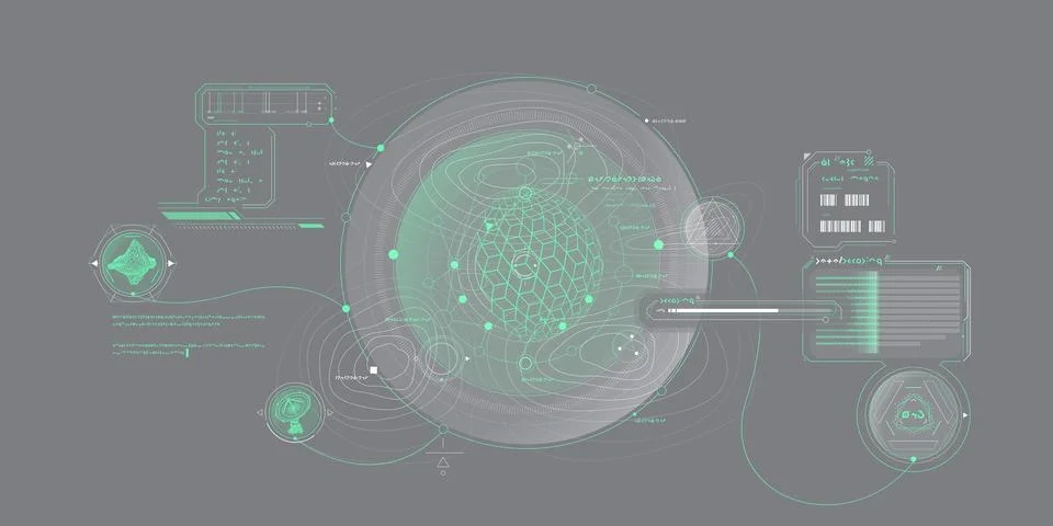 Exploration interface by sci-fi infographics. Stock Illustration