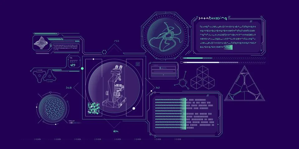Exploration interface by sci-fi infographics. Stock Illustration