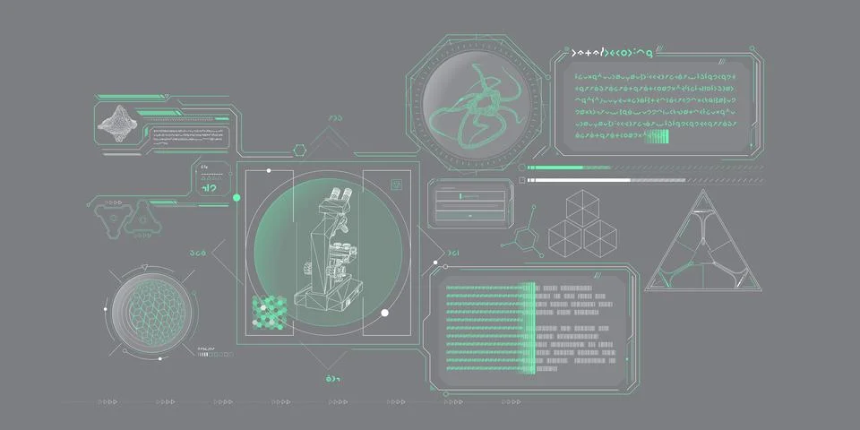 Exploration interface by sci-fi infographics. Illustrazione stock