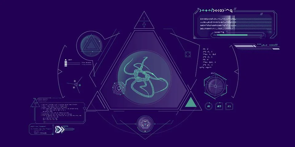 Exploration interface by sci-fi infographics. Stock Illustration