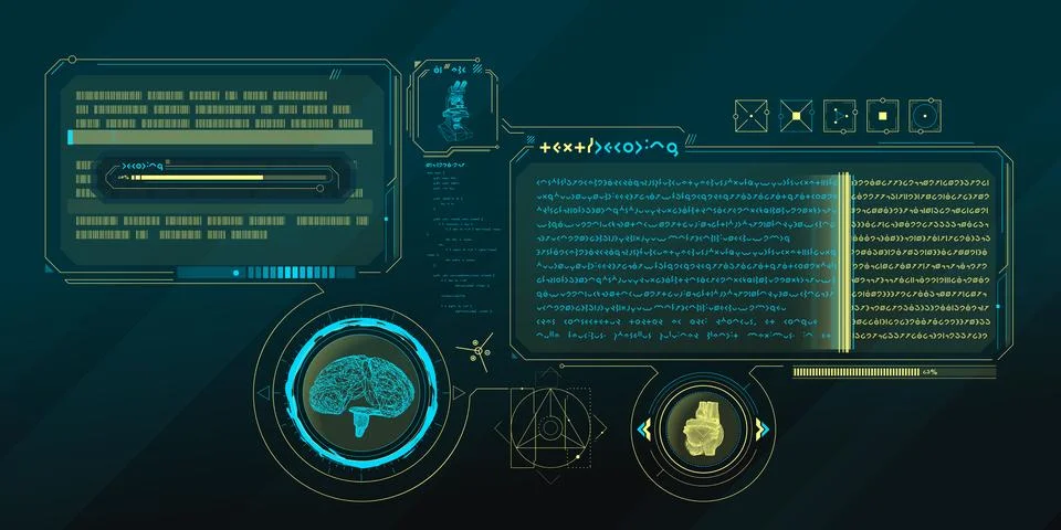 Exploration interface by sci-fi infographics. 库存插图