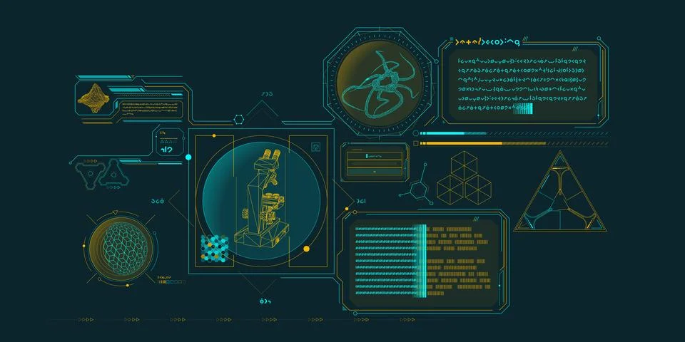 Exploration interface by sci-fi infographics. Stock Illustration