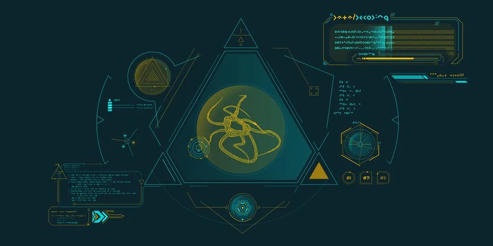 Exploration interface by sci-fi infographics. Illustrazione stock