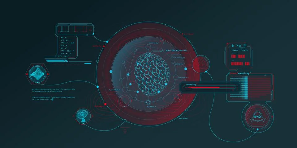 Exploration interface by sci-fi infographics. 库存插图