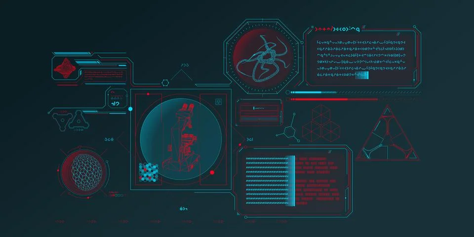 Exploration interface by sci-fi infographics. Stock Illustration