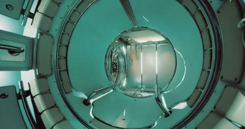 Exploration of the interior module aboard the International Space Station Stock Footage 318793646