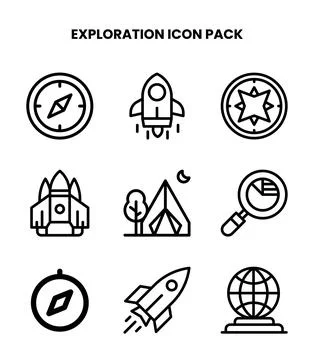 Exploration Line Graphics Icons Pack Stock Illustration