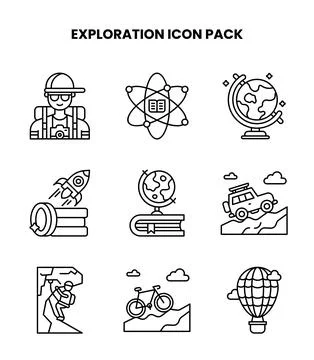 Exploration Line Scalable Icons Pack 스톡 일러스트