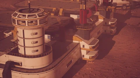 Exploration of Mars colony structures and habitats on the red planet surface Stock Footage 326196436